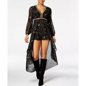 Star Wars Women Black Celestial Goth Witchcore High-Low Romper Maxi Dress Large